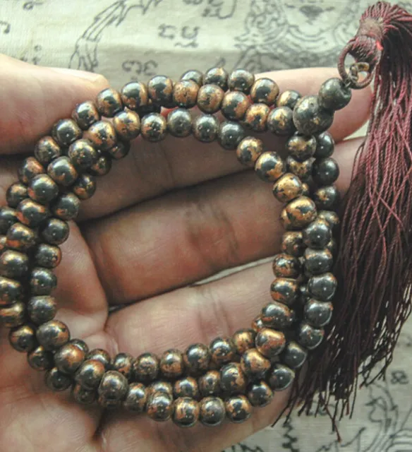Necklace 108 Mala Prayer Beads Leklai Magnetic Somdej Toh Thai Buddha Amulet