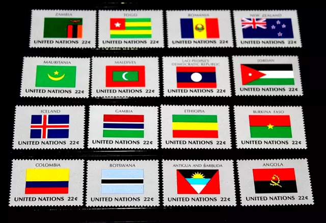 United Nations 1986 Flags Of Nations Issues In Set Of 16 Fine M/N/H