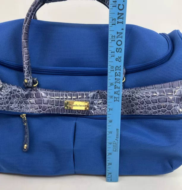 Samantha Brown Rolling Embossed Baby Croc Wheeled Weekender Blue 2