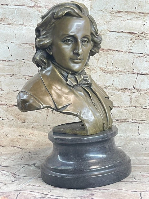 Firmado Real Milo Bronce Busto Chopin Handcrafted Escultura Figura Regalo Arte