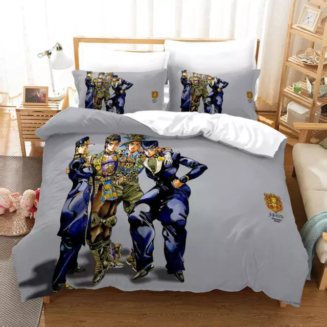 2/3Pcs JoJos Bizarre Adventure Bedding Set Quilt Duvet Cover Single Double Size