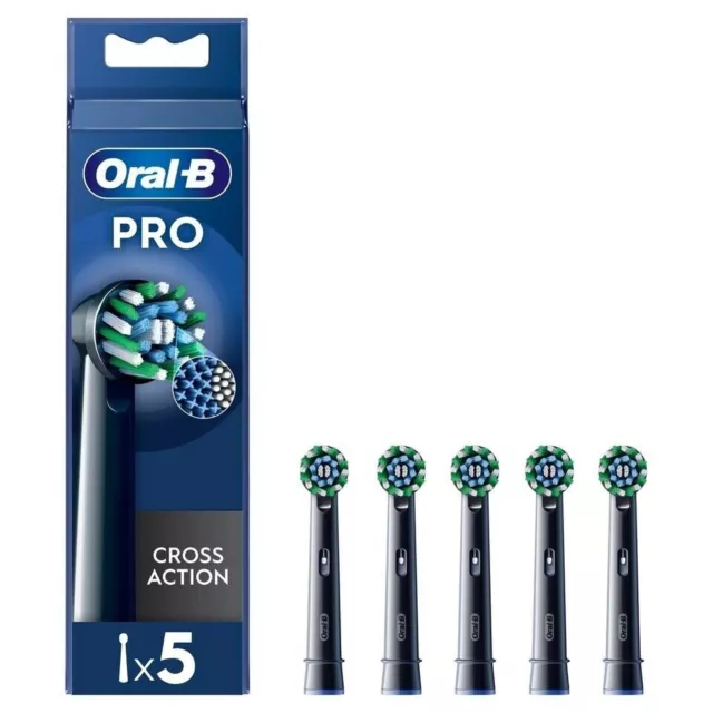 5 Pack Oral B Cross Action Braun Replacement Electric Toothbrush Heads - Black 2