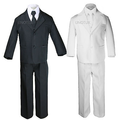 Black White Baby Toddler Kid Teen Boys Formal Wedding Necktie Tuxedo Suit S-20