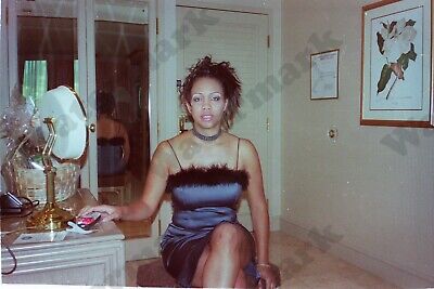 candid of curvy black woman in dress nylons  - 35mm Film NEGATIVE Sk4