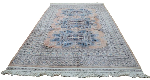 Large Oriental CARPET RUG Hand Made Living Room VINTAGE WOOL 9ft 5" x 6ft 2"