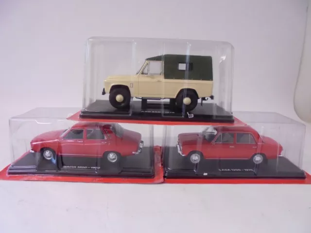 Lot de 3 Voitures Miniatures 1/24 Lada 1200+Dacia 1300+ARO 240 Diecast model car