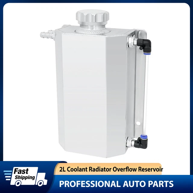 Rectangular Radiator Overflow Tank UNIVERSAL 2L ALUMINUM Coolant Radiator Overflow Reservoir Expansion ...