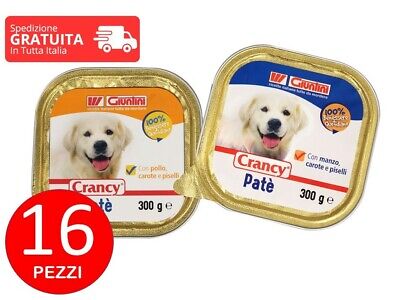 16x Crancy Patè 300 gr Pollo e Ortaggi per Cani umido vaschette scatolette pack