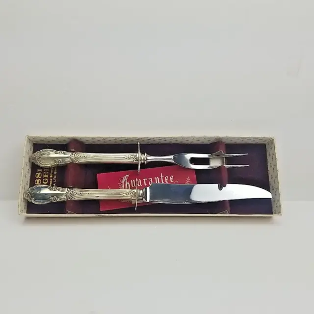 1881 Rogers Carving Set Knife Fork Silverplate Flatware By Oneida