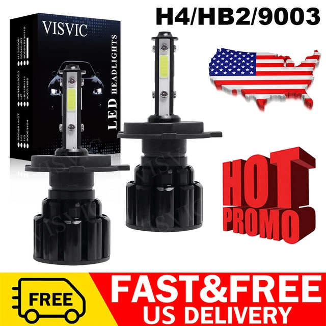 VISVIC CSP H4 9003 LED Headlight High Low Beam 6000K White Light Bulbs L1