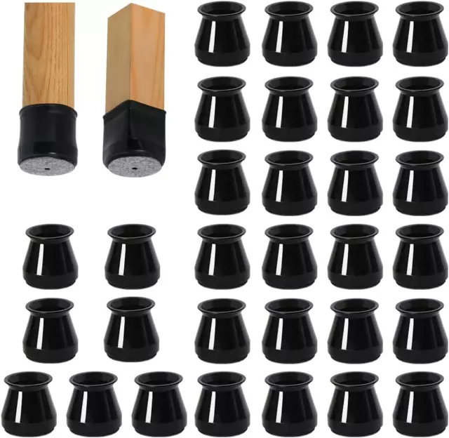 32Pezzi Gommini per Sedie Nero Silicone Tappi Di Protezione per Gambe Della Sedi