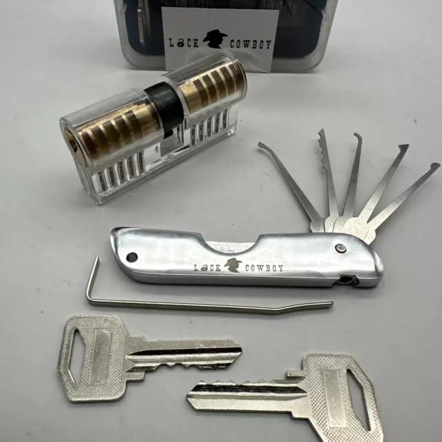 7-In-1 Lockpicking Set - Dietrich Set Mit Transparentem 2-In-1 Übungs-Vorhängesc