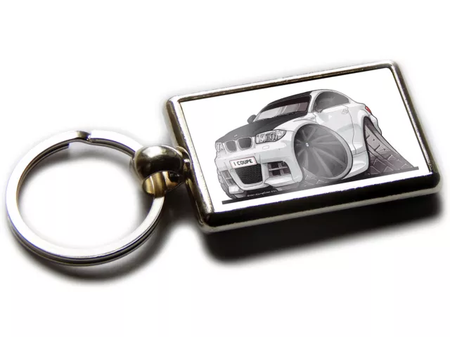 BMW 1 SERIES Sports Car Koolart Chrome Keyring Picture Both Sides