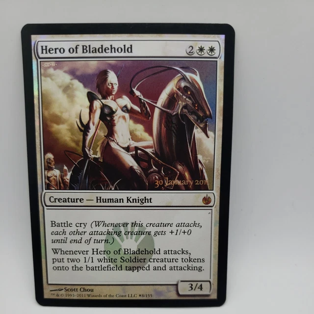 Hero of Bladehold Prerelease Foil x1 - Mirrodin Besieged - MTG - Opened (Copy 3)