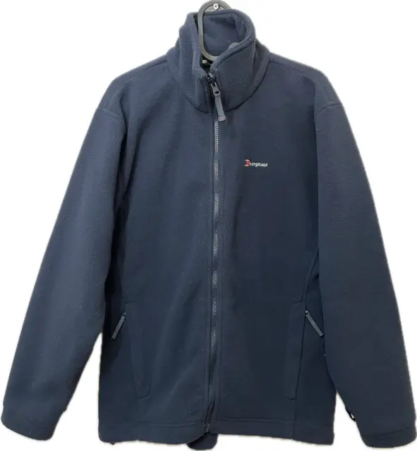 Berghaus fleece jacket navy blue lightweight pockets logo full zip thick size 12