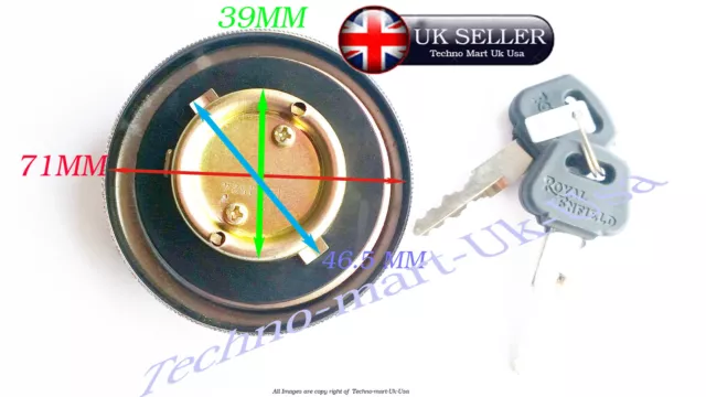 Royal Enfield Petrol Fuel Tank Cap Lock With Keys Set # 597128 3