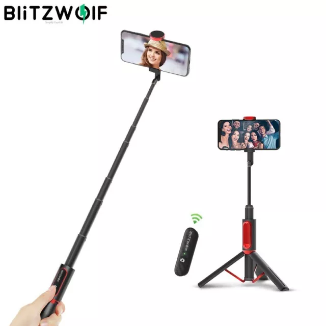 BlitzWolf BW-BS10 All-In-One tragbarer Bluetooth Selfie Stick mit einklappbarem