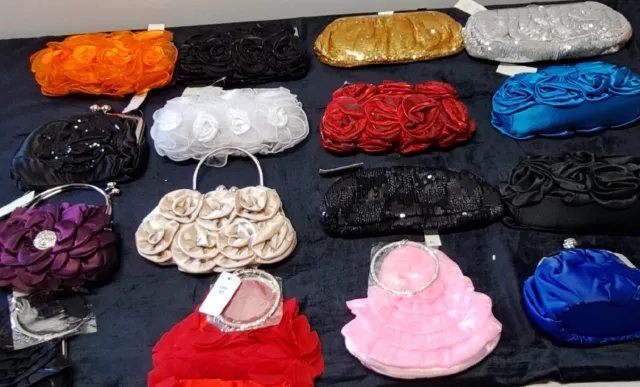 LIQUIDATION LOT  16 Silk Purse Bags Party Cocktail Wedding Clutches Bags Read +