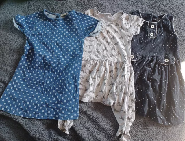 Next - Girls Summer Dress Bundle - Age 3 - 4 - Blue / Grey - Spots / Horses