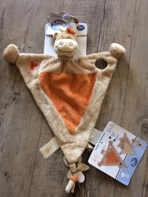 Doudou Plat Triangle Marionnette Zèbre Zamba Beige Orange Noukies Neuf