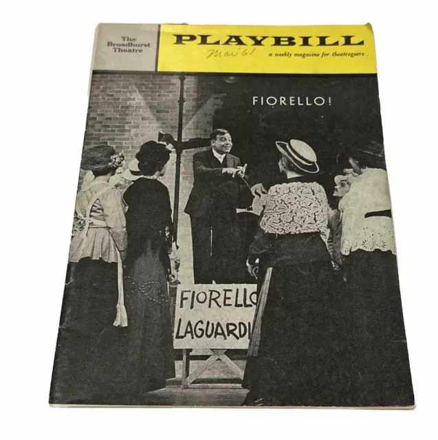 1961 Playbill The Broadway Theatre Tom Bosley, Willi Burke in Fiorello!