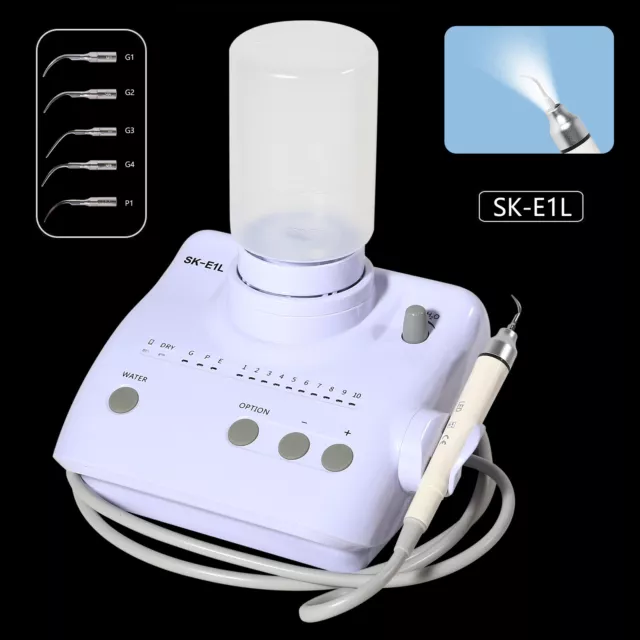 Dental Ultrasonic Scaler LED Handpiece+ 5 Tips fit EMS Cavitron + 2 Bottles UPS