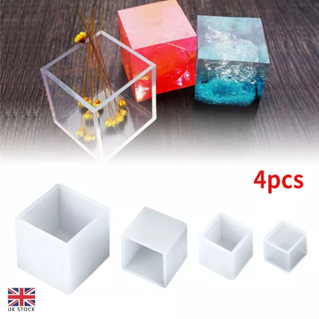 4x DIY Silicone Pendant Mold Jewelry Making Cube Resin Casting Mould Craft Tools