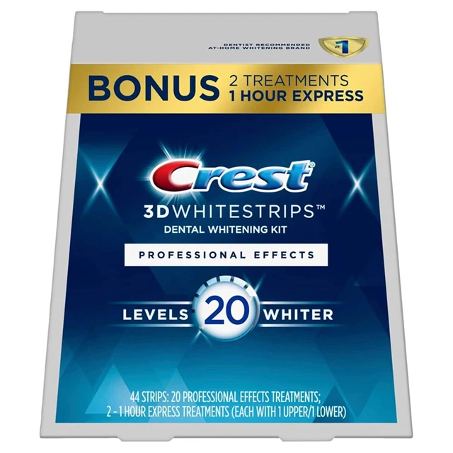CREST 3D WHITESTRIPS Whitening Kit /38 1HR Express Strips + LED Light