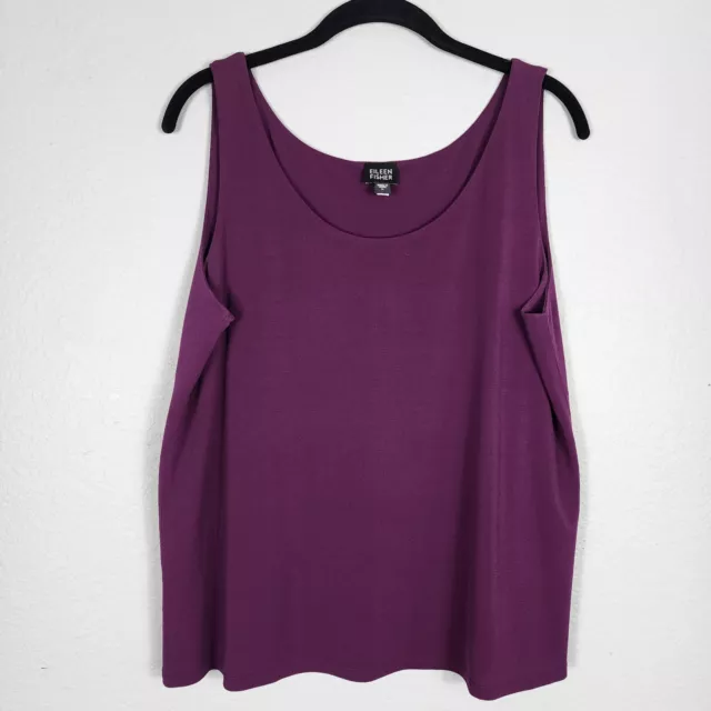 Eileen Fisher Purple 100% Fully Lined Silk Tank Top Size Large