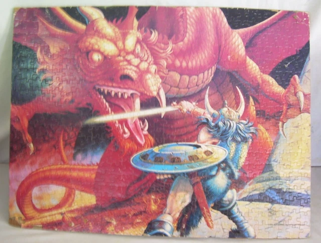 Giant Red Dragon D & D Jigsaw Puzzle Mounted for Display