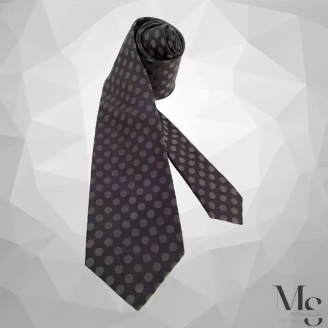 MASSIMO BIZZOCCHI Black Polka Dot Luxury Silk Tie Made In Italy W: 3.5" EX COND