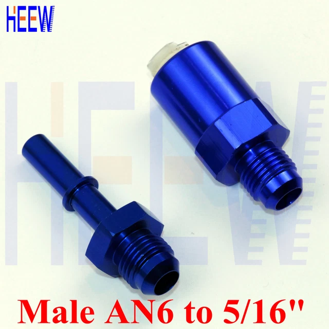 AN6 6AN to 5/16" MALE Fuel Adapter PUSHON QUICK CONNECT FITTING SET RAIL Blue 2p