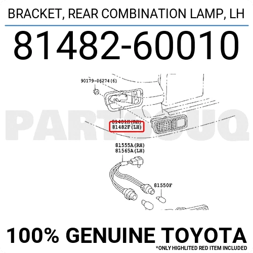 8148260010 Genuine Toyota BRACKET, REAR COMBINATION LAMP, LH 81482-60010 OEM