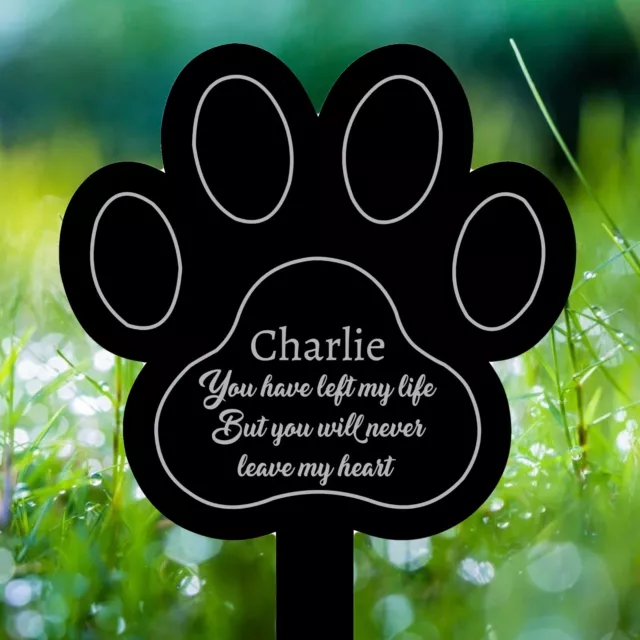 Personalised Metal Paw Print Memorial Plaque Sign, Grave Marker