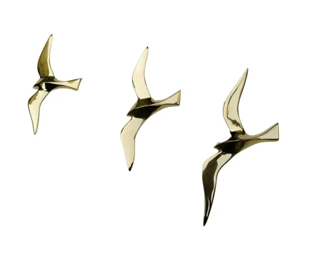 Brass Wall Mount Flying Seagull Birds Set of 3 Pcs -33,29,25 cm AU