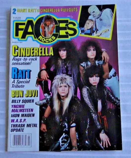 Vintage Magazine Faces Rocks 1987 Cinderella RATT Bon Jovi W.A.S.P. Maiden   171