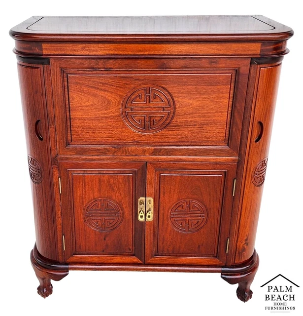 Rosewood Dry Bar Cabinet Vintage Asian Chinoiserie
