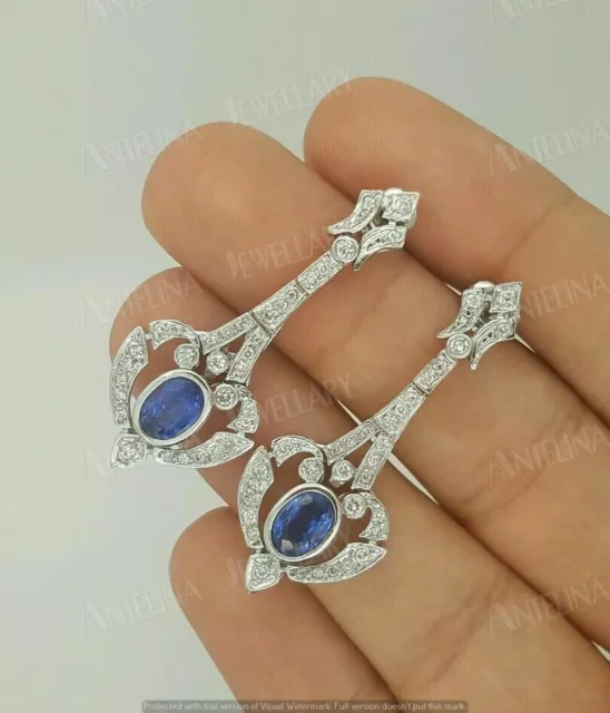 3.00 Ct Simulated Oval Cut Blue Sapphire Earrings 925 Sterling Silver Plated