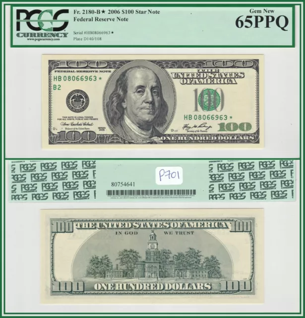 2006 Star $100 Federal Reserve Note New York PCGS 65 PPQ Gem Unc Replacement FRN