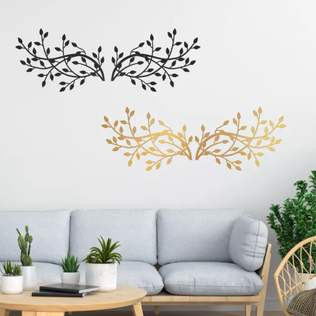 2Pcs Metal Tree Leaf Wall Decor Vine Olive Branch Leaf Wall Art Artistic SmhTq