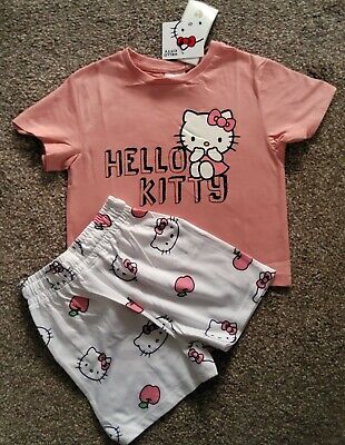 Hello Kitty Girls PJ's  Short Pink/White Cotton Pyjamas Set, Age 4 to 5 Years