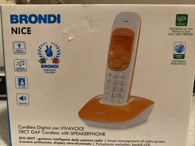 BRONDI NICE Arancio TELEFONO CORDLESS Grande display illuminato