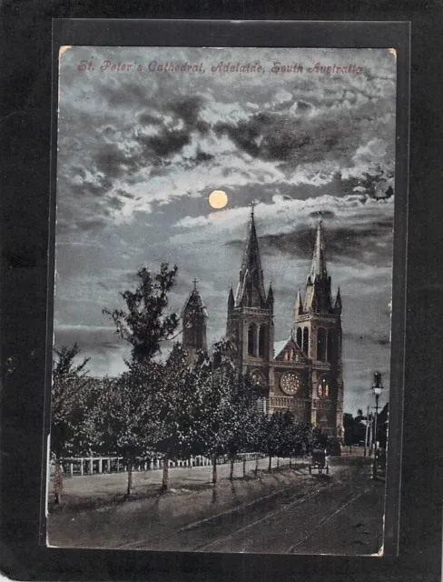 B2604 Australia SA St Peters Cathedral Moonlight Adelaide pu vintage postcard