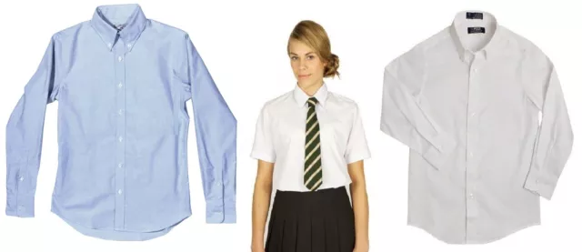 Girls Kids Short Long Sleeve Uniform School Shirts