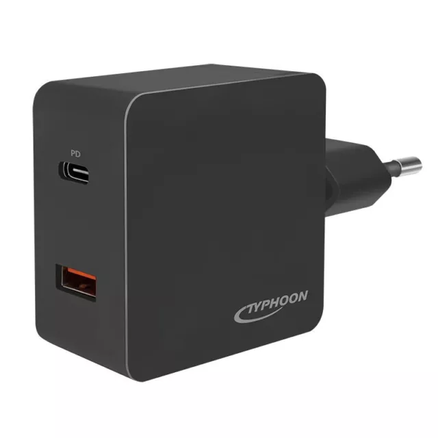 Steckdosen-Adapter 1x USB-C PD Port & 1x USB-A QC Port 18W Netzteil Schnelllader