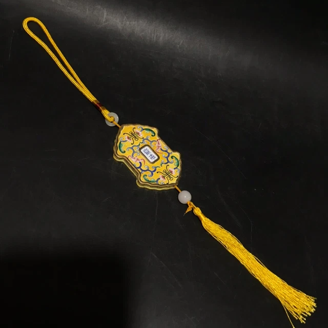 China Qing Dynasty Royal Sacrificial Warning Sign Pendant Old Gilt Copper Card 3