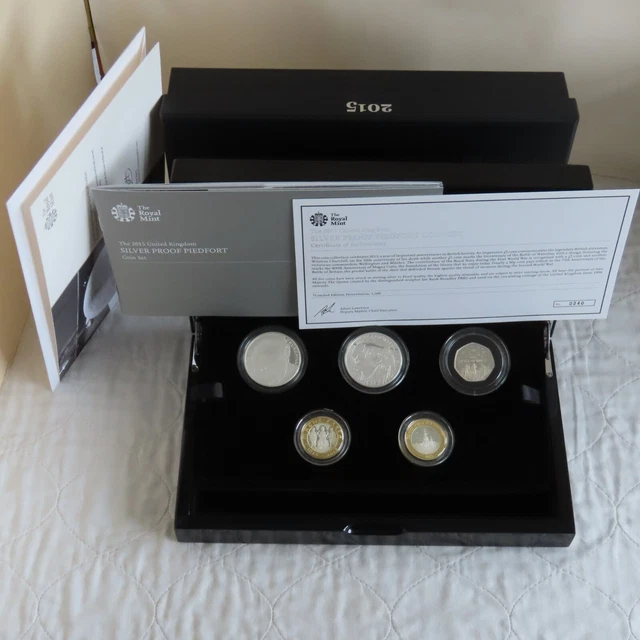 UK 2015 SILVER PROOF PIEDFORT 5 COIN SET - complete