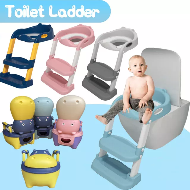 Potty Trainer Toilet Seat Chair Kids Toddler Training Stool With Ladder Step Up