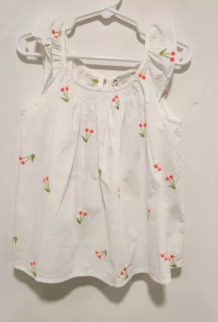 Bonpoint Girls Size 6 White Natural Genia Cherries Print Blouse Originally $235