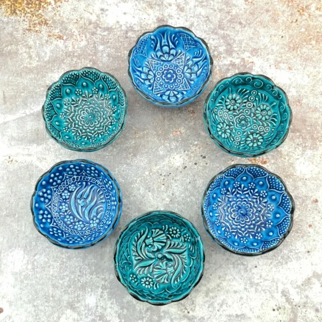 Hand Painted Ceramic Bowls(8 cm) - Handmade Turkish Pottery